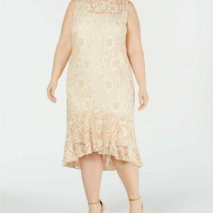 Calvin Klein Lace Pink Hi-Low Midi Dress